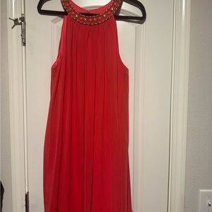 Jessica Howard Coral Dress with Embellished Neckline